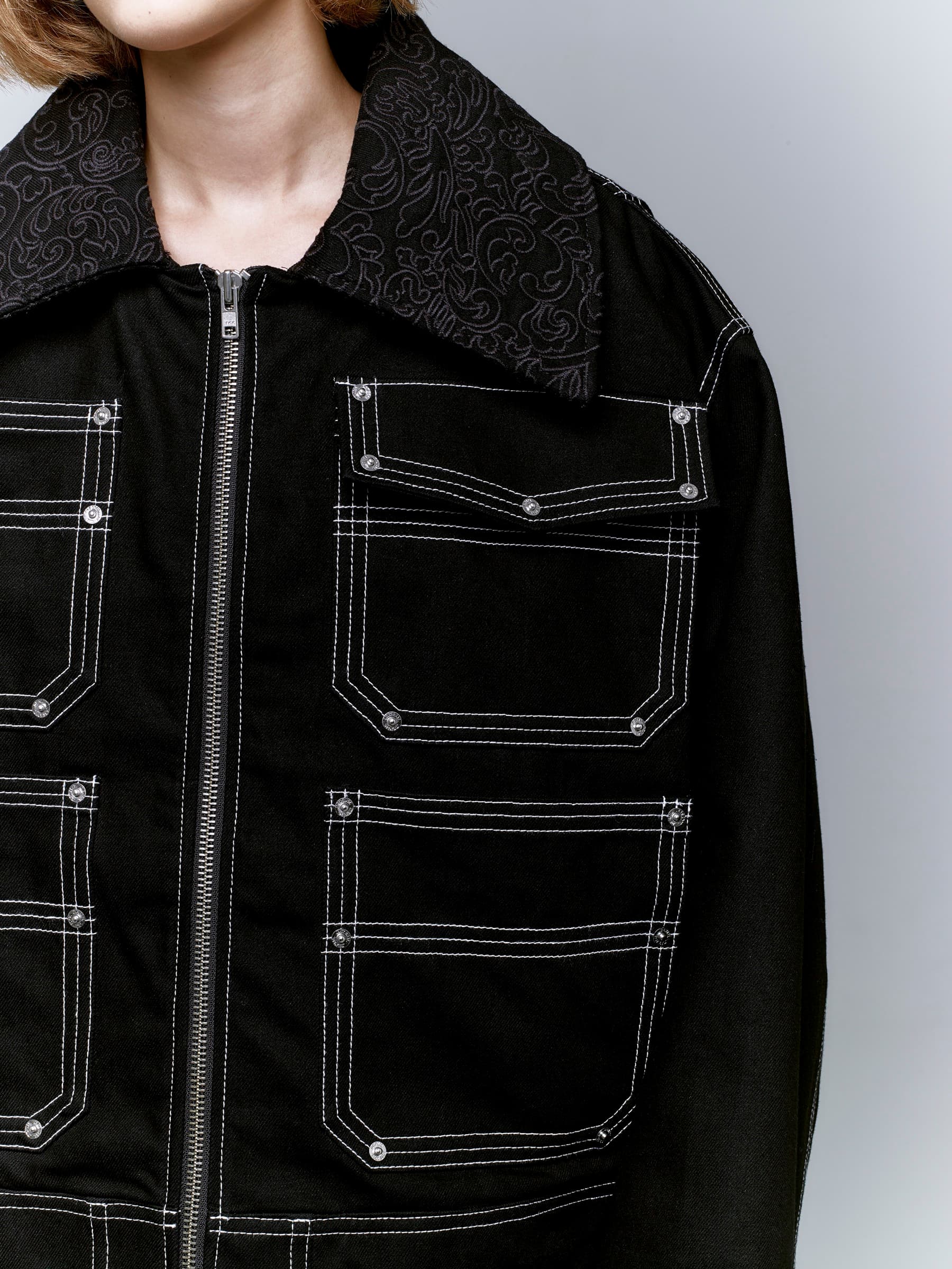 Embroidered Collar Jacket — construction detail